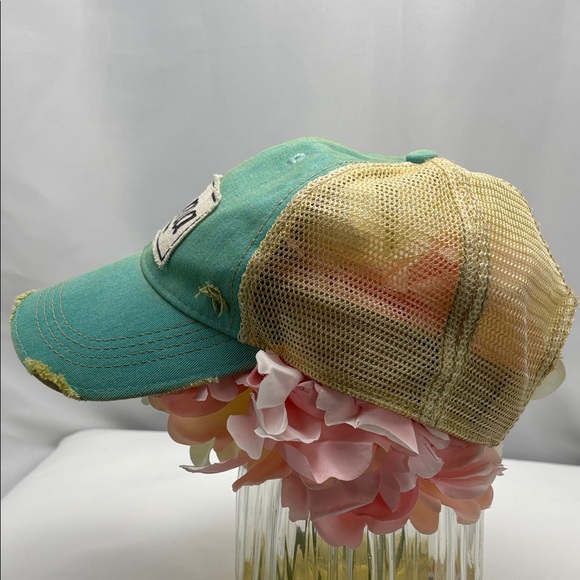 Thelma Distressed Aqua Cap - Picture 5 of 9